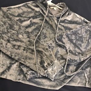 Velvet Cropped Hoodie